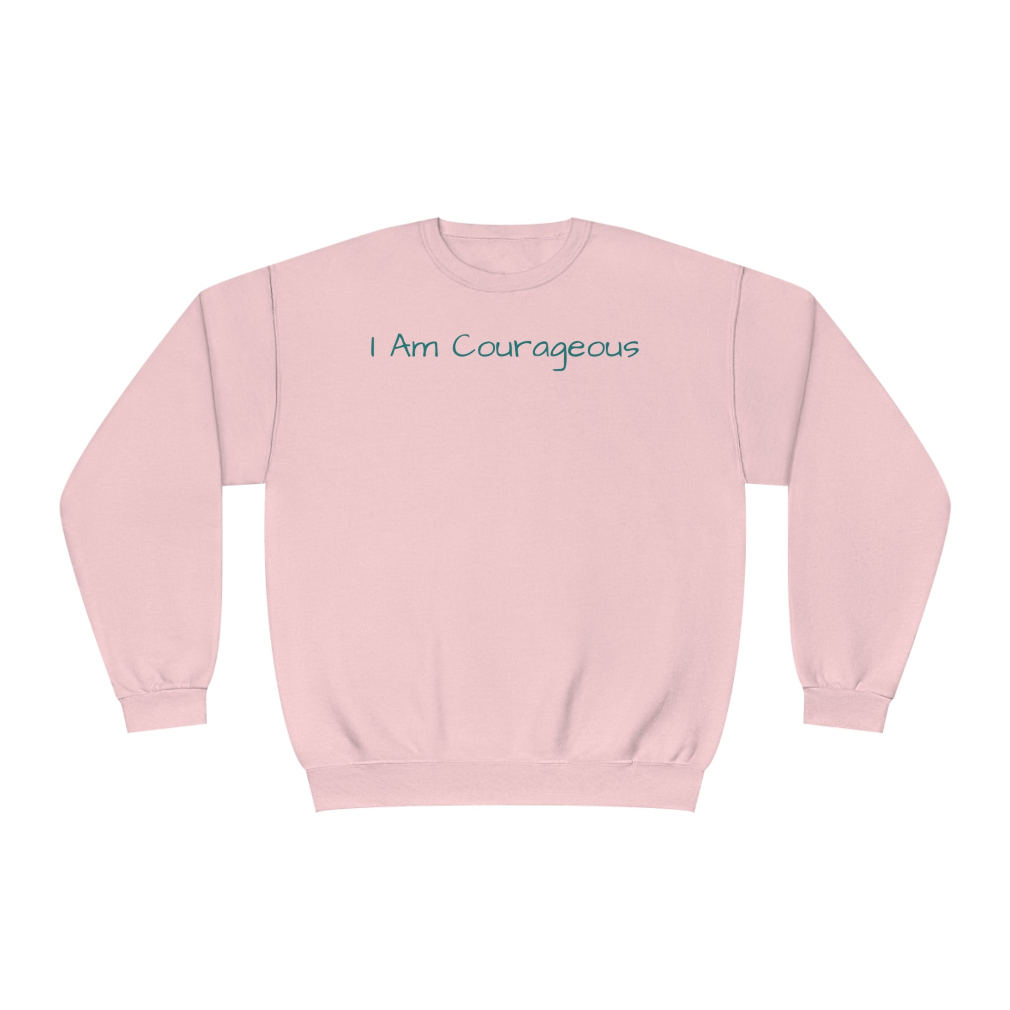 I Am Courageous Fleece: Comfort & Empowerment Sandstone Comfy Sweater Cozy Sweatshirt Crewneck Sweatshirt Fleece Pullover Graphic Sweatshirt Men's Sweatshirt Streatwear Sweatshirt Warm Outerwear Women's Sweatshirt Sweatshirt 1179733475032958410_2048 Printify