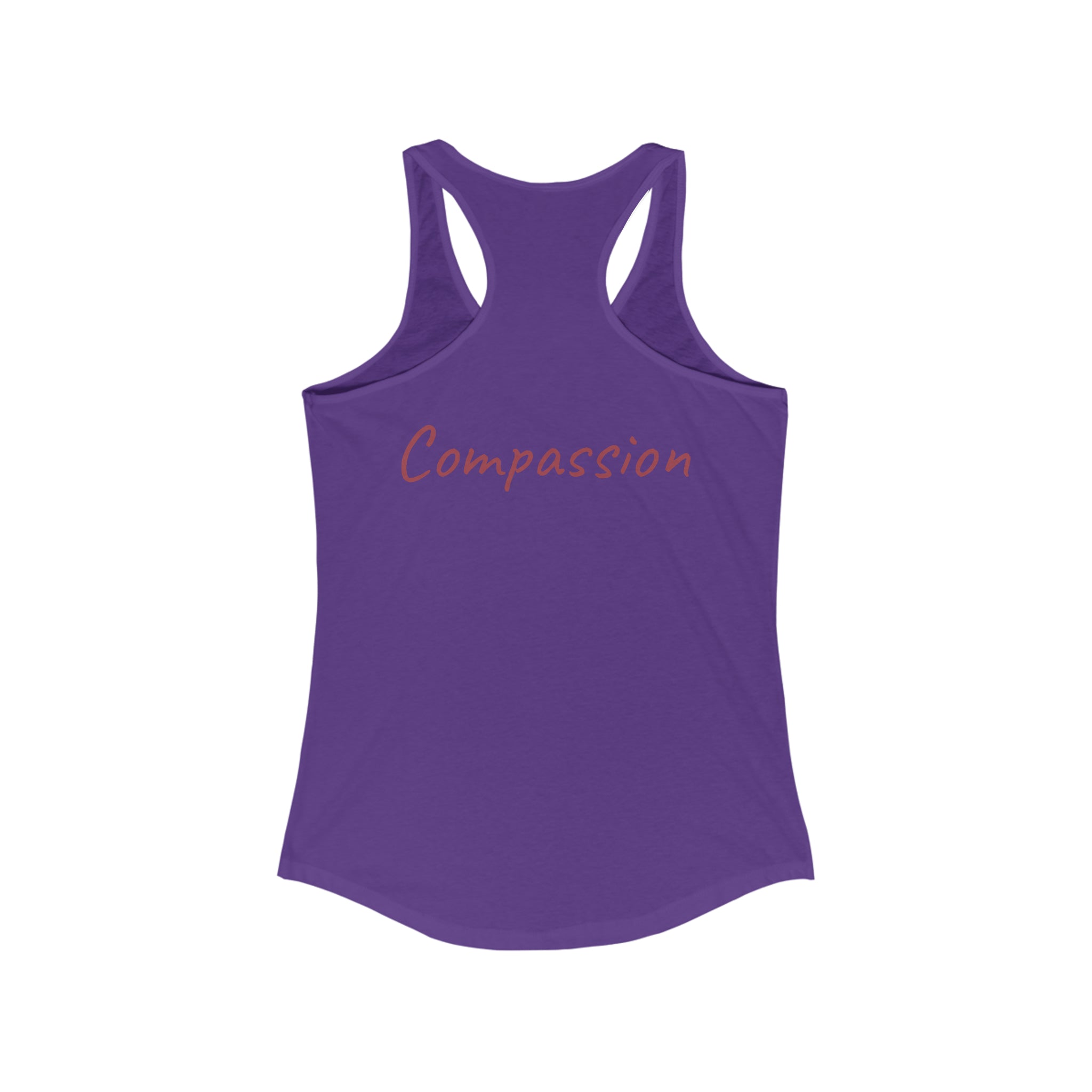 Compassion Racerback Tank: Fashion meets advocacy Solid Purple Rush Activewear Athletic Tank Gym Clothes Performance Tank Racerback Sleeveless Top Sporty Apparel Tank Top Women's Tank Workout Gear Yoga Tank Tank Top 12371005270777228625_2048 Printify