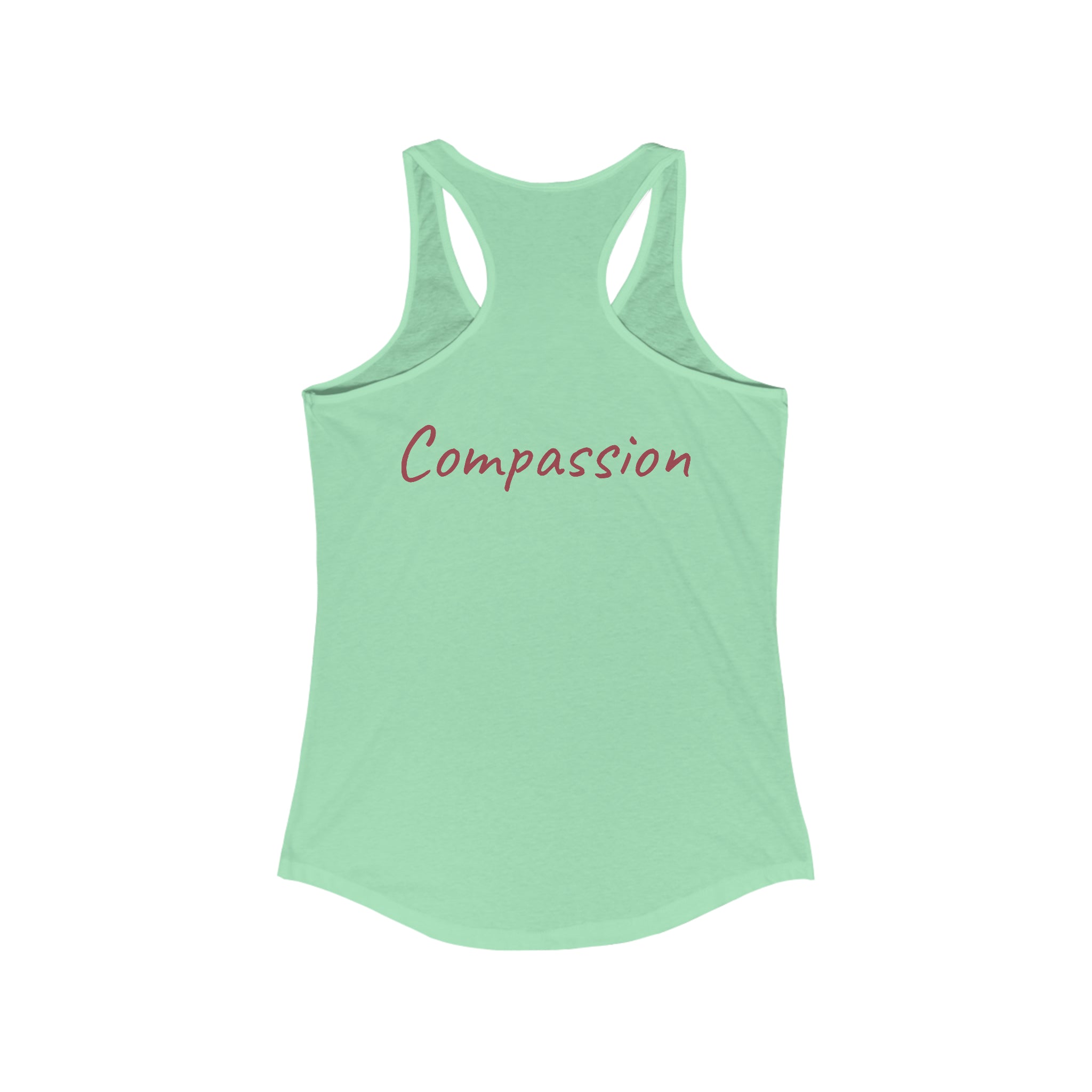 Compassion Racerback Tank: Fashion meets advocacy Solid Mint Activewear Athletic Tank Gym Clothes Performance Tank Racerback Sleeveless Top Sporty Apparel Tank Top Women's Tank Workout Gear Yoga Tank Tank Top 12371005270777228625_2048_9d63892e-7ada-4c6f-9440-51489342f5c8 Printify