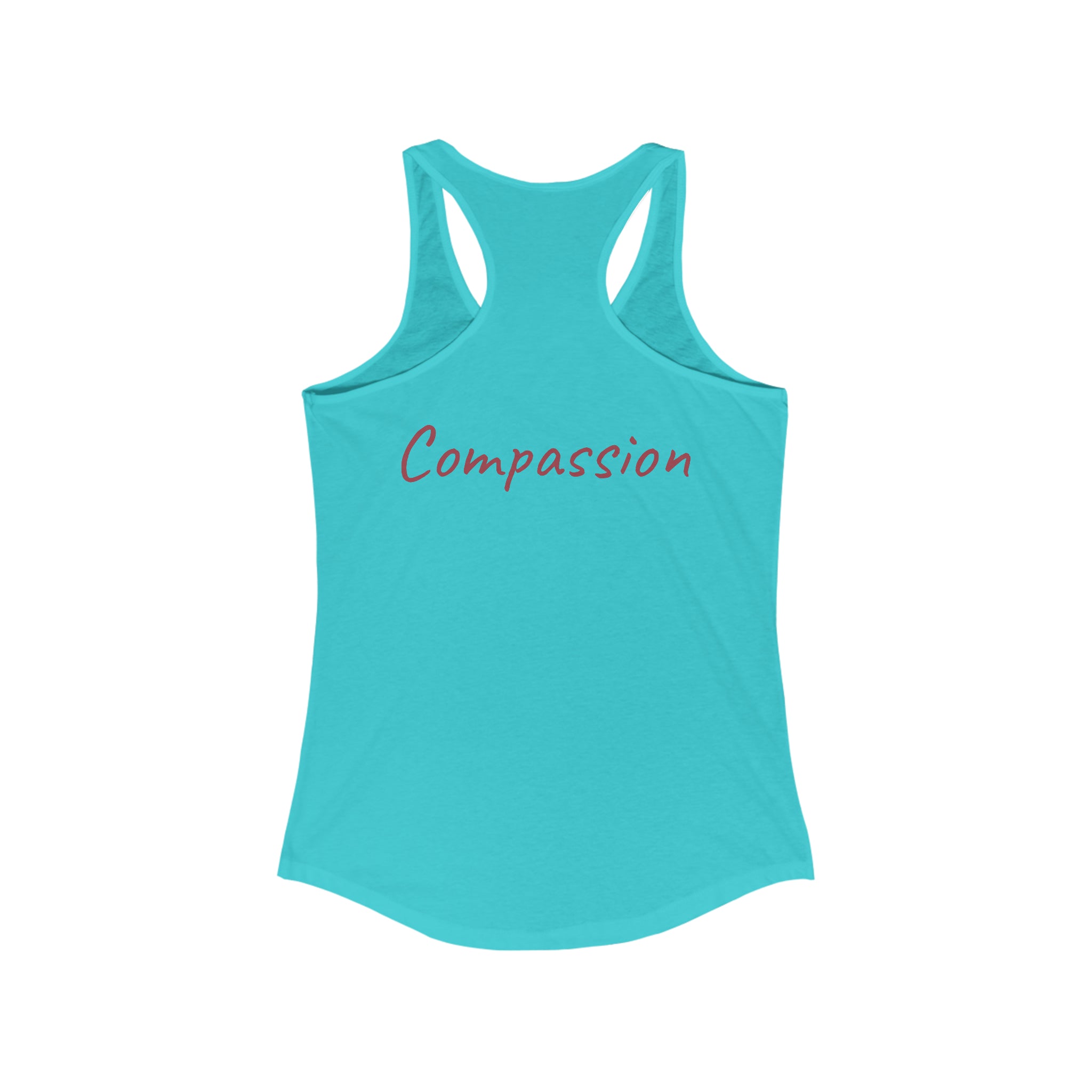 Compassion Racerback Tank: Fashion meets advocacy Solid Tahiti Blue Activewear Athletic Tank Gym Clothes Performance Tank Racerback Sleeveless Top Sporty Apparel Tank Top Women's Tank Workout Gear Yoga Tank Tank Top 12371005270777228625_2048_f77cec41-88ec-4457-b2b8-80f428b04a9e Printify