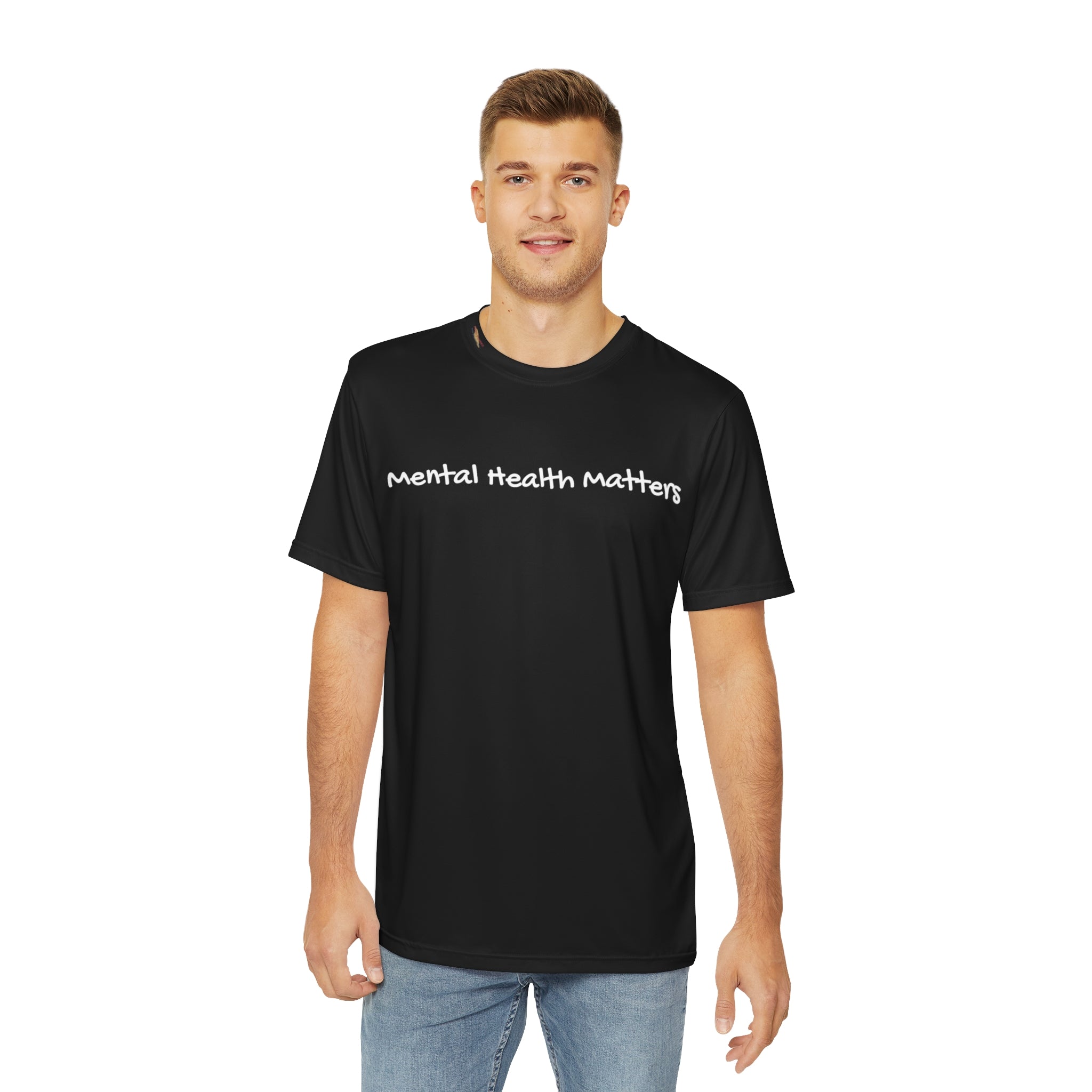 Mental Health Matters T-Shirt: Wear Your Support Athleisure Wear Comfort Masculinity Mental Wellness Pledge Donation Polyester All Over Prints 12398495260759550583_2048 Printify