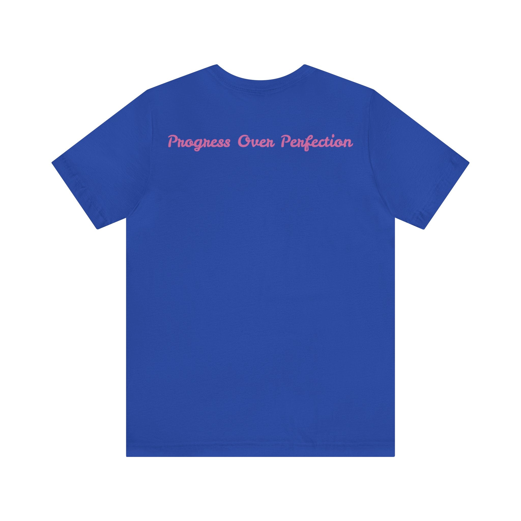 Progress Over Perfection Tee - Bella+Canvas 3001 Yellow Airlume Cotton Bella+Canvas 3001 Crew Neckline Jersey Short Sleeve Lightweight Fabric Mental Health Support Retail Fit Tear-away Label Tee Unisex Tee T-Shirt 14398440224879631418_2048 Printify