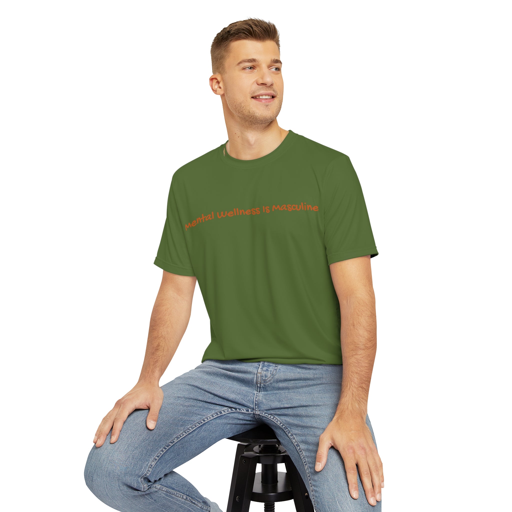 Mental Wellness is Masculine: Comfort T-shirt Athleisure Wear Comfort Masculinity Mental Wellness Pledge Donation Polyester All Over Prints 14803397009441832731_2048 Printify