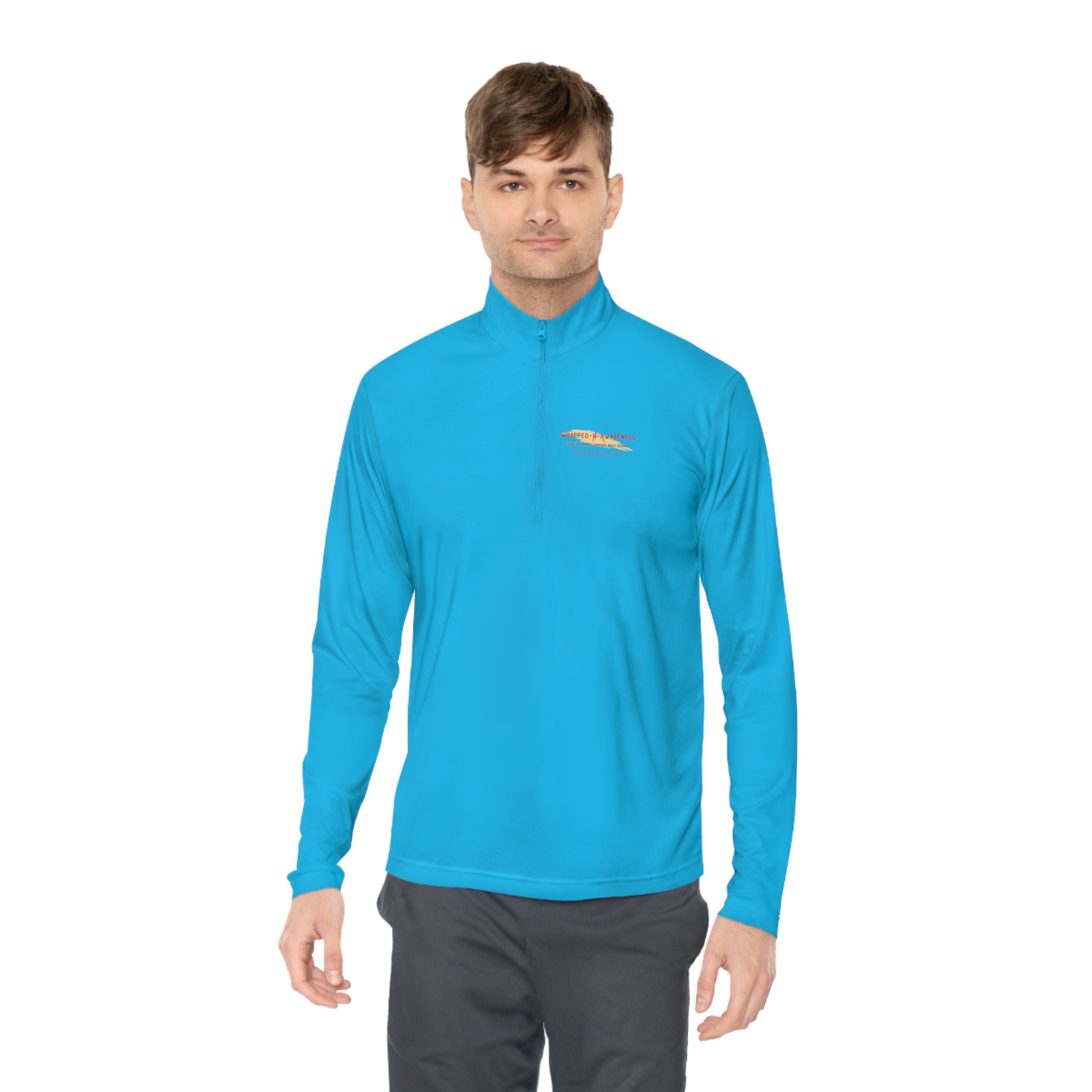 Strong Q-Zip Positivity Pullover Atomic Blue Casual Pullover Cozy Pullover Graphic Pullover Layering Piece Lightweight Pullover Men's Pullover Pullover Stylish Pullover Trendy Pullover Women's Pullover Long-sleeve 15370878395855282694_2048 Printify
