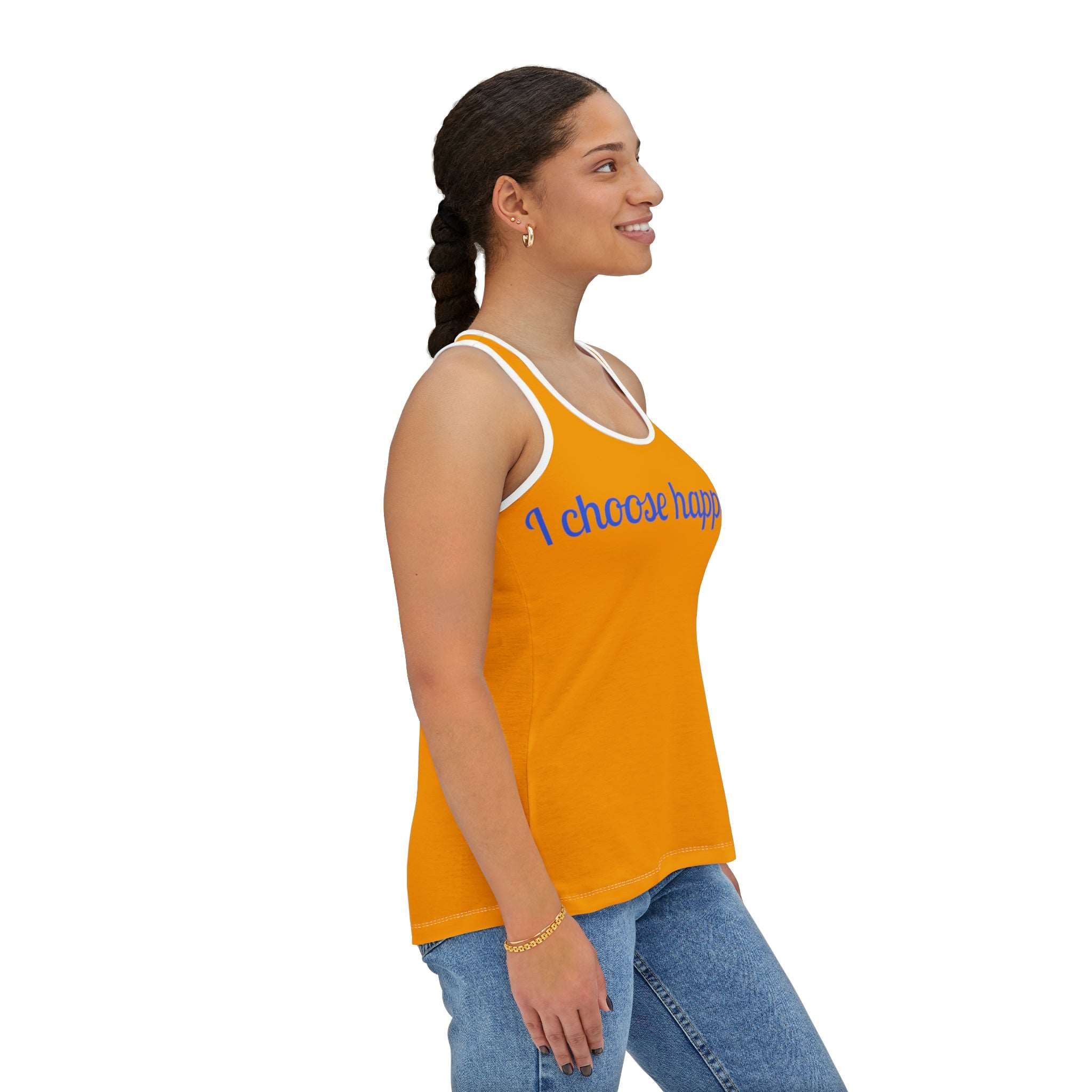 I Choose Happiness Racerback: Mental Health Tee White Activewear Athletic Tank Fitness Wear Racerback Racerback Tee Tank Top Women's Tank Workout Gear Yoga Tank Tank Top 17585578041064022774_2048_a86b6220-4bee-4c90-954c-874ea821e43f Printify