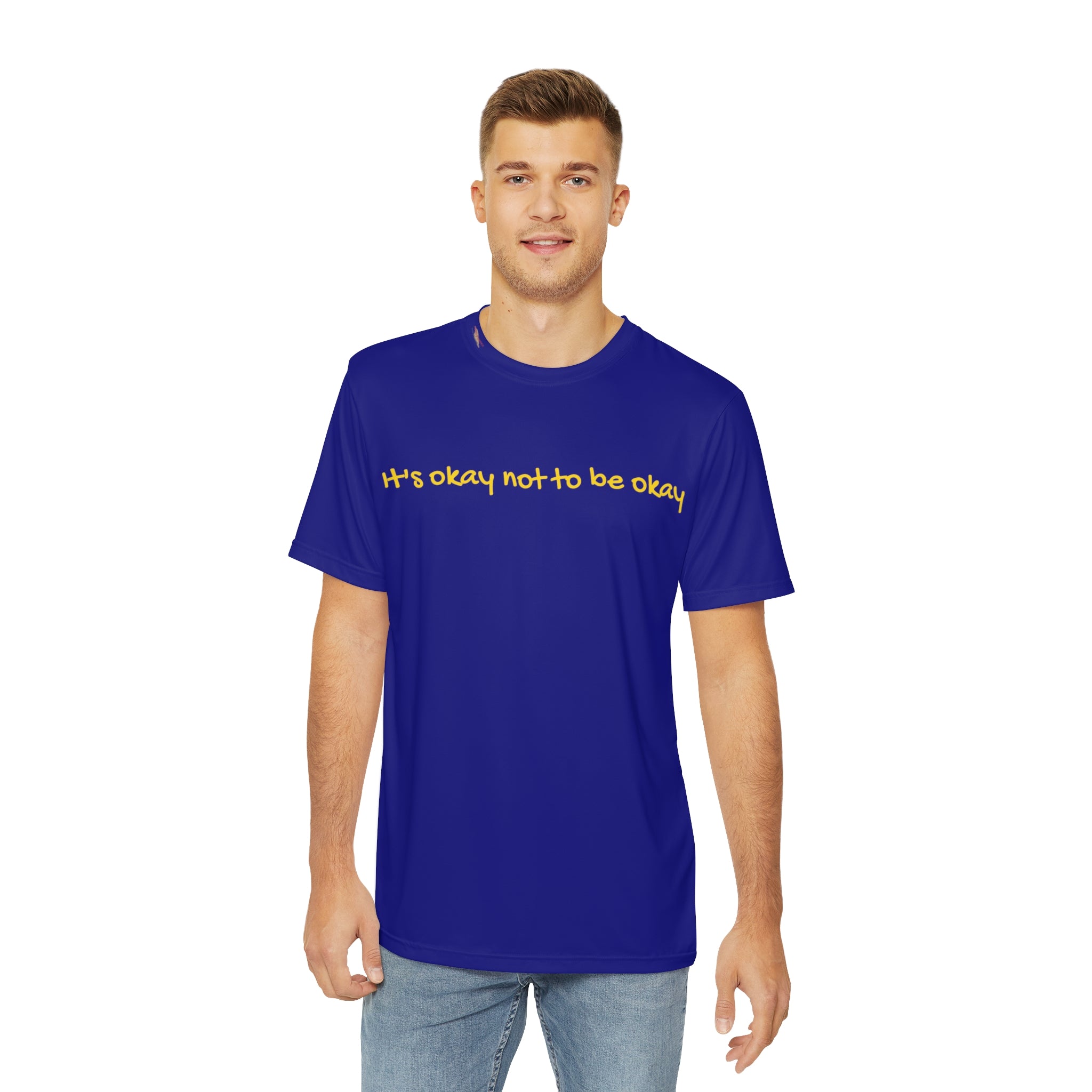 It's Okay to Not Be Okay T-shirt Comfort in Vulnerability Athleisure Wear Comfort Mental Health Pledge Donation Polyester Vulnerability All Over Prints 17958599286318104665_2048 Printify