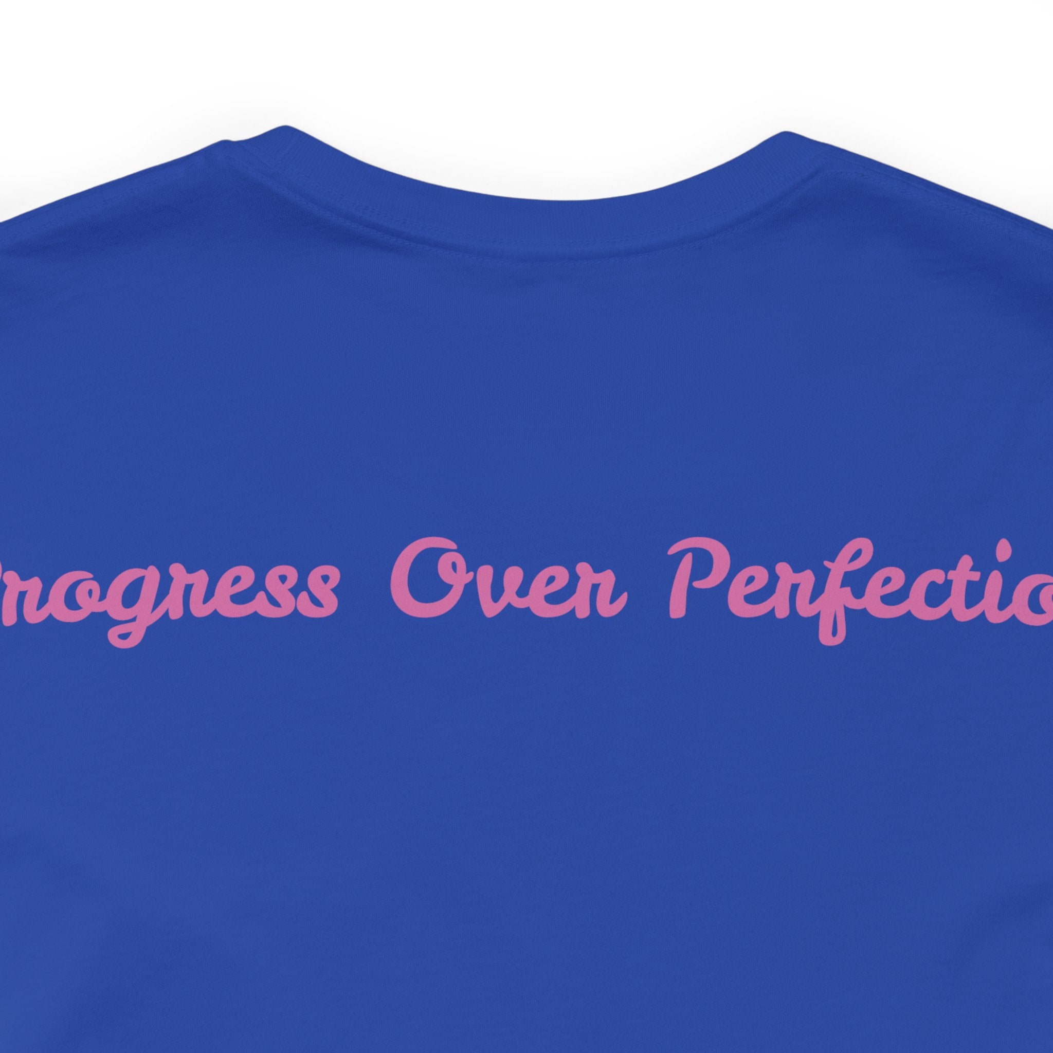 Progress Over Perfection Tee - Bella+Canvas 3001 Yellow Airlume Cotton Bella+Canvas 3001 Crew Neckline Jersey Short Sleeve Lightweight Fabric Mental Health Support Retail Fit Tear-away Label Tee Unisex Tee T-Shirt 2473798984544447964_2048 Printify