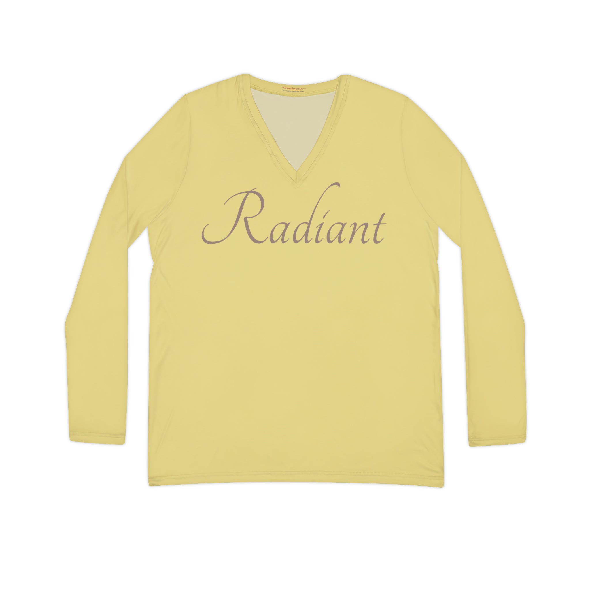 Radiant - Long Sleeve V-neck Shirt Casual Shirt Double Needle Stitching Everyday Wear Mental Health Donation Polyester Spandex Blend Radiant Shirt Statement Shirt All Over Prints 3706101838246272883_2048 Printify