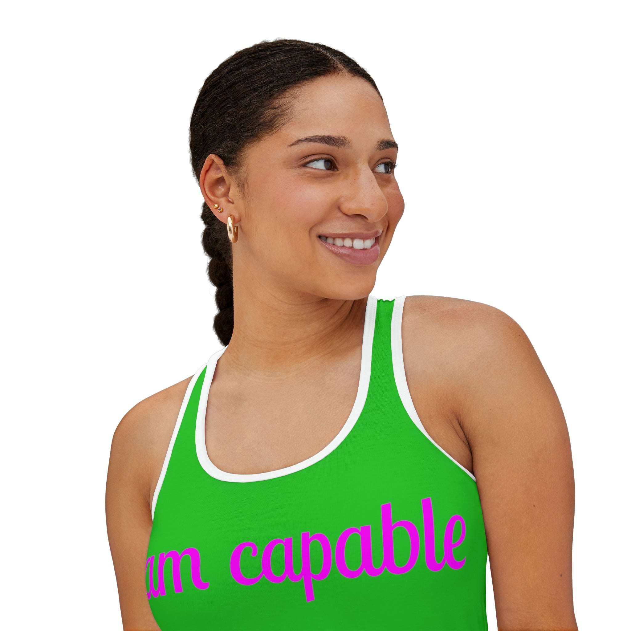 I Am Capable Racerback: Spread Awareness in Style! White Activewear Athletic Tank Fitness Wear Racerback Racerback Tee Tank Top Women's Tank Workout Gear Yoga Tank Tank Top 417749046216758554_2048_2bddb0ad-4aa2-4e46-beaf-6ba9d038ab8e Printify