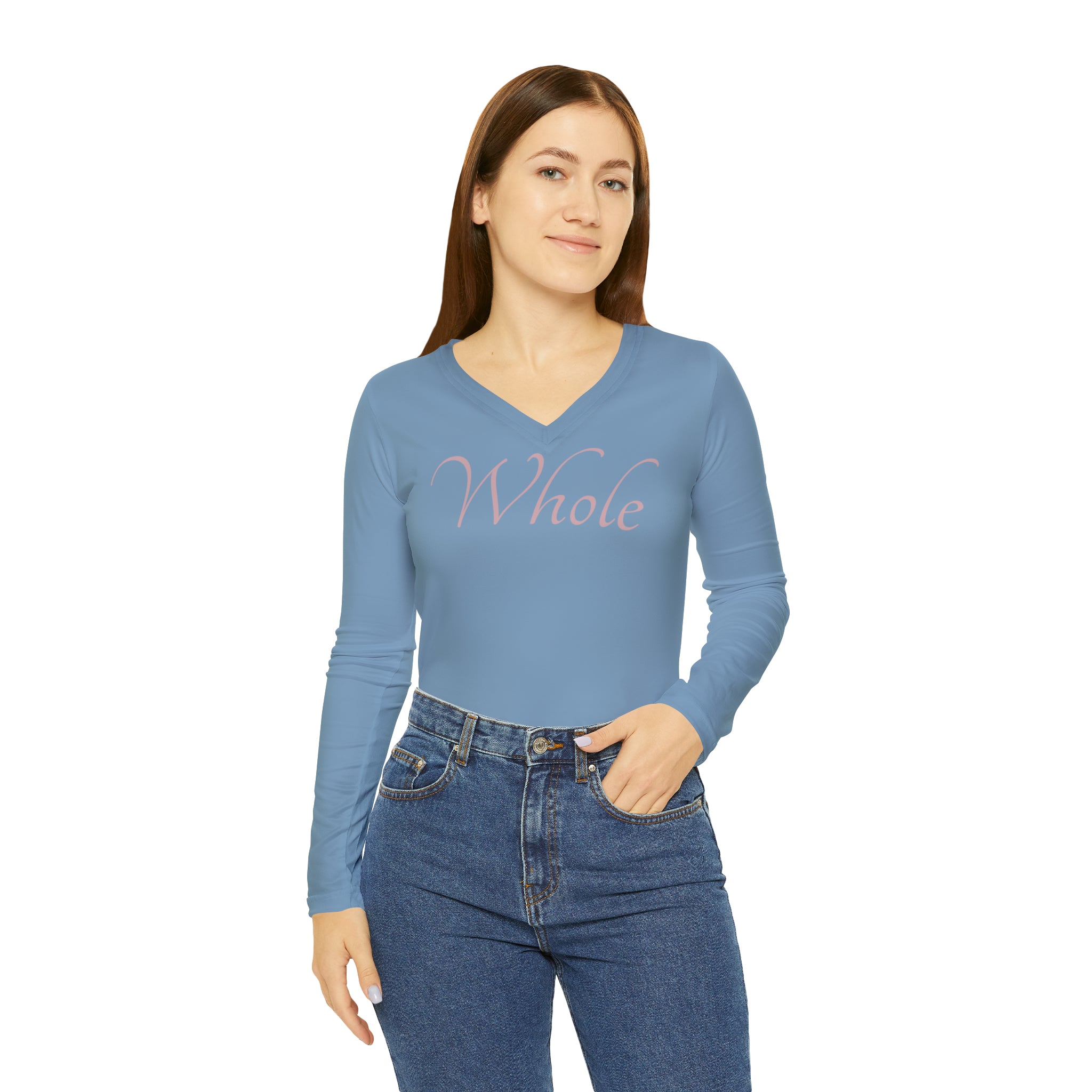Whole Awareness Long Sleeve V-neck Casual Shirt Double Needle Stitching Everyday Wear Mental Health Donation Polyester Spandex Blend Statement Shirt Whole Shirt All Over Prints 4281388214345218866_2048 Printify