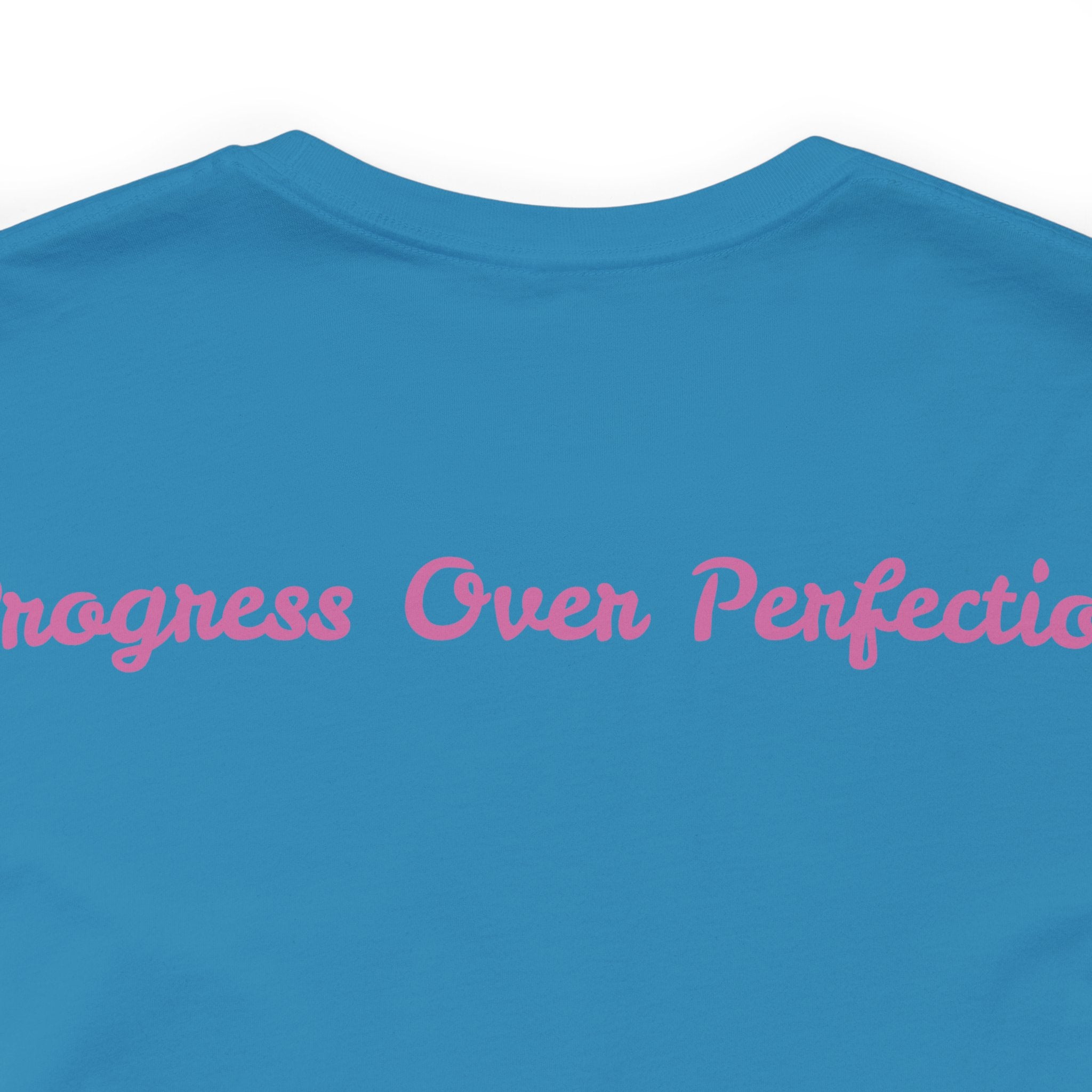 Progress Over Perfection Tee - Bella+Canvas 3001 Yellow Airlume Cotton Bella+Canvas 3001 Crew Neckline Jersey Short Sleeve Lightweight Fabric Mental Health Support Retail Fit Tear-away Label Tee Unisex Tee T-Shirt 4401650655731361956_2048 Printify