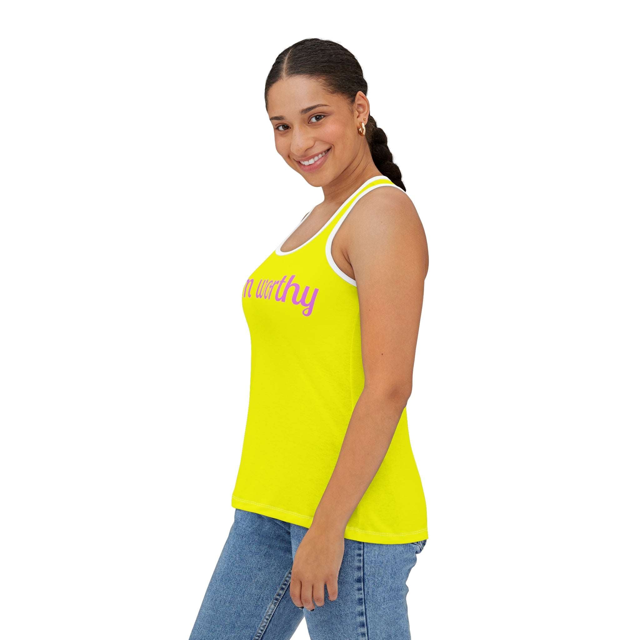 I Am Worthy Racerback: Personalized Comfort & Style White Activewear Athletic Tank Fitness Wear Racerback Racerback Tee Tank Top Women's Tank Workout Gear Yoga Tank Tank Top 4588476071922497972_2048_6cfc104e-08dd-4f38-a743-2190a99e3761 Printify