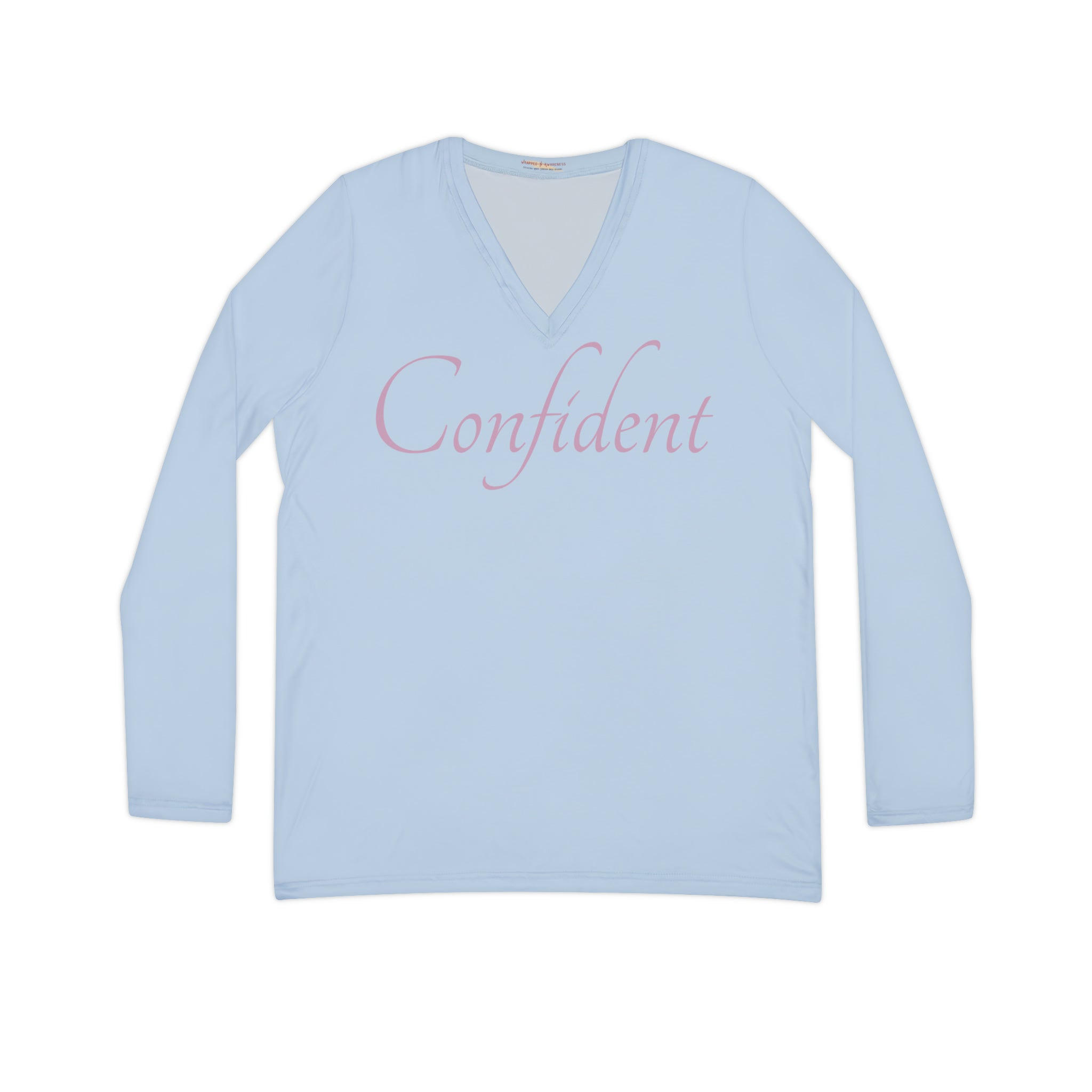 Confident Long Sleeve V-neck: Elevate Everyday Style Everyday Wear Long Sleeve V-neck Mental Health Support Polyester Spandex Blend Statement Shirt Stylish Apparel All Over Prints 4828104557130909314_2048 Printify