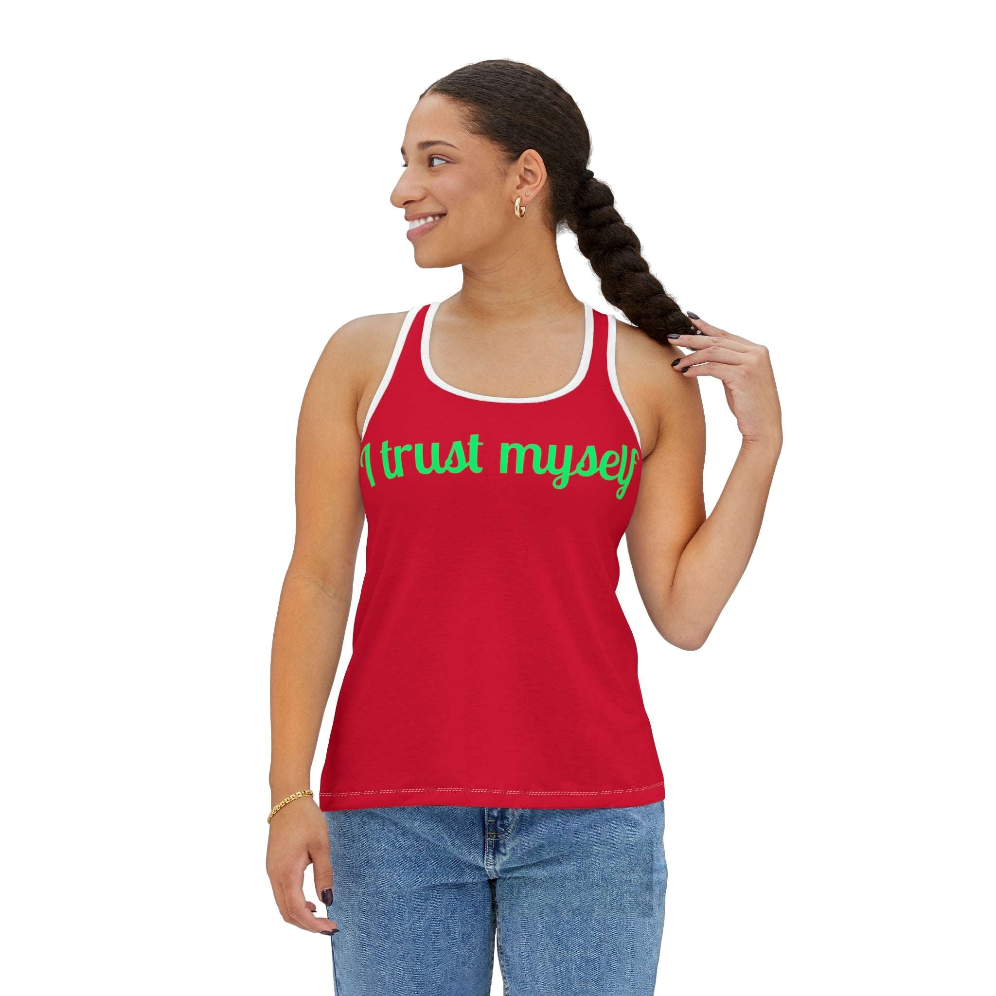 I Trust Myself Racerback: Positivity-Powered White Activewear Athletic Tank Fitness Wear Racerback Racerback Tee Tank Top Women's Tank Workout Gear Yoga Tank Tank Top 4898722654314955510_2048_dc7c03ad-ae0a-4ea4-a213-90cba0b5e510 Printify