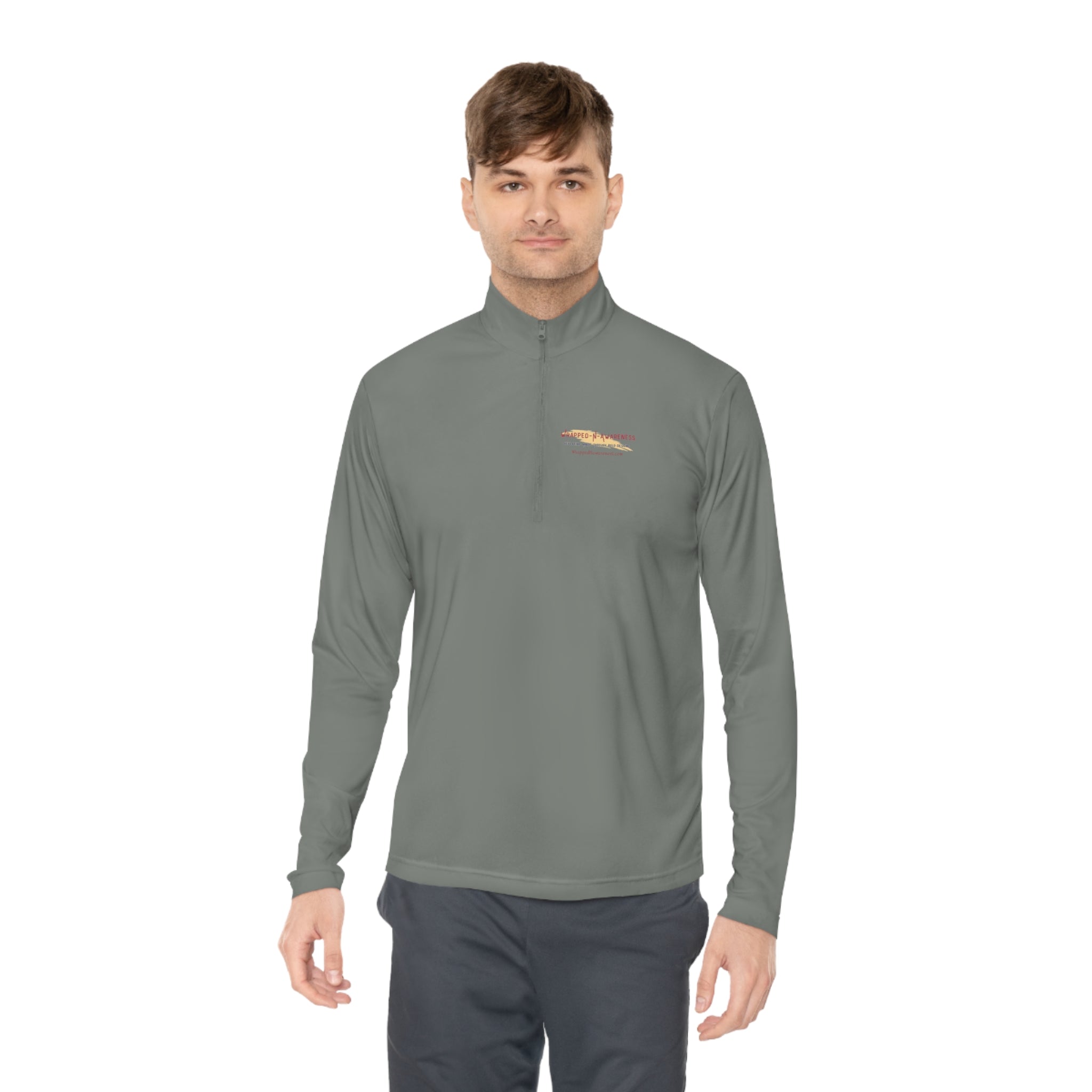 Determined Q-Zip Pullover: Mental Health Stronger Grey Concrete Casual Pullover Cozy Pullover Graphic Pullover Layering Piece Lightweight Pullover Men's Pullover Pullover Stylish Pullover Trendy Pullover Women's Pullover Long-sleeve 5678054156627545202_2048 Printify