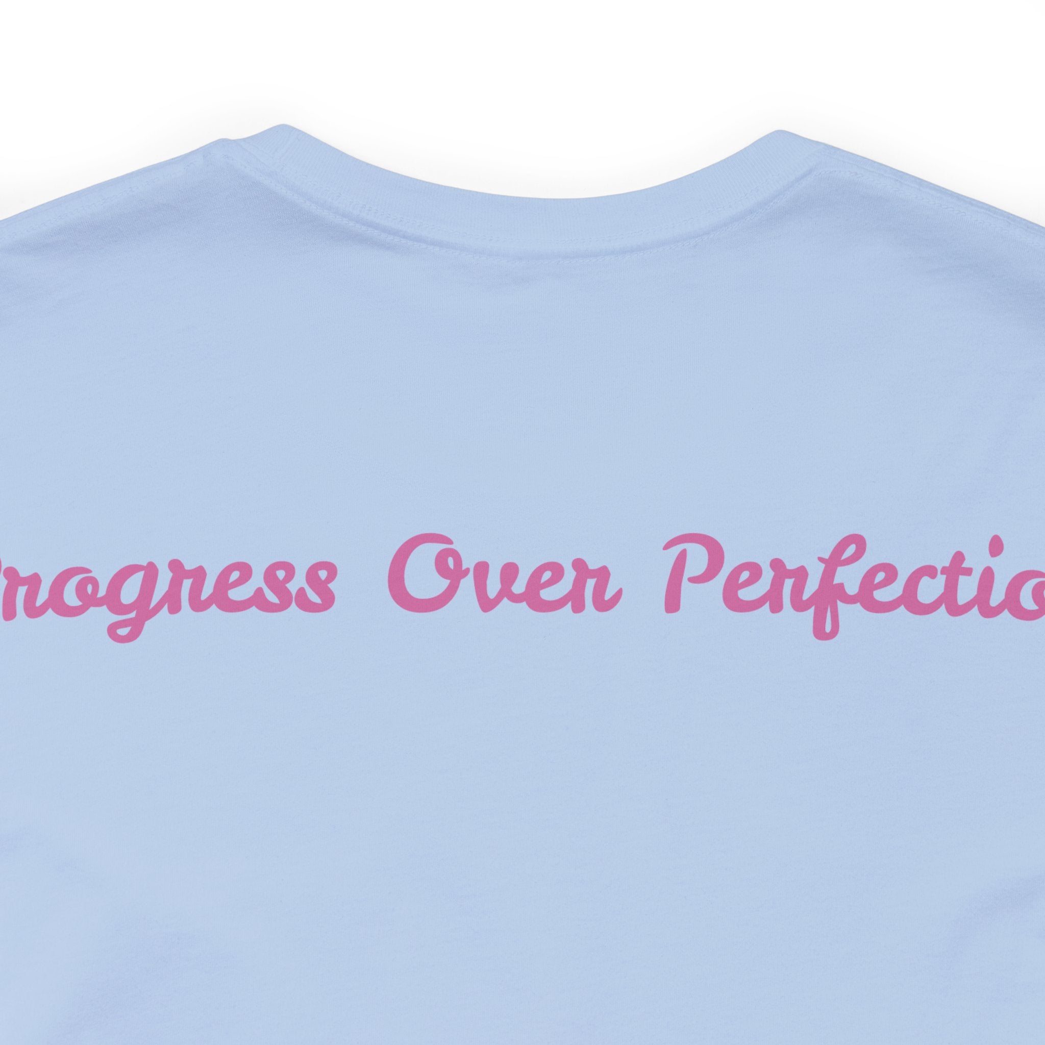 Progress Over Perfection Tee - Bella+Canvas 3001 Yellow Airlume Cotton Bella+Canvas 3001 Crew Neckline Jersey Short Sleeve Lightweight Fabric Mental Health Support Retail Fit Tear-away Label Tee Unisex Tee T-Shirt 6322474119554612206_2048 Printify