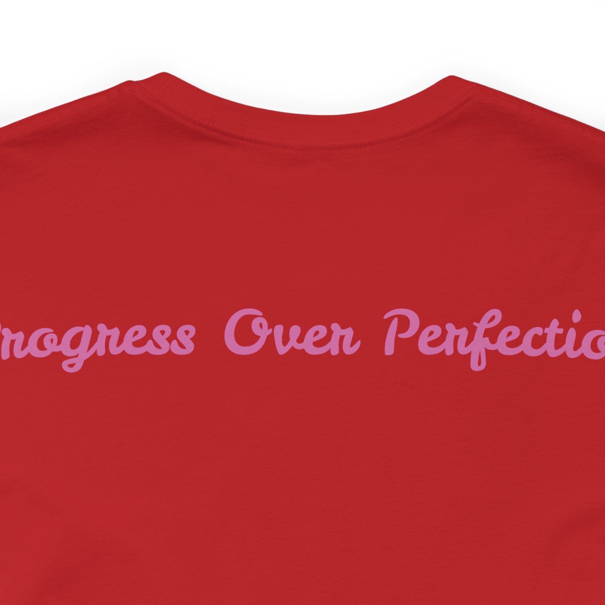 Progress Over Perfection Tee - Bella+Canvas 3001 Yellow Airlume Cotton Bella+Canvas 3001 Crew Neckline Jersey Short Sleeve Lightweight Fabric Mental Health Support Retail Fit Tear-away Label Tee Unisex Tee T-Shirt 68075552910466330_2048 Printify