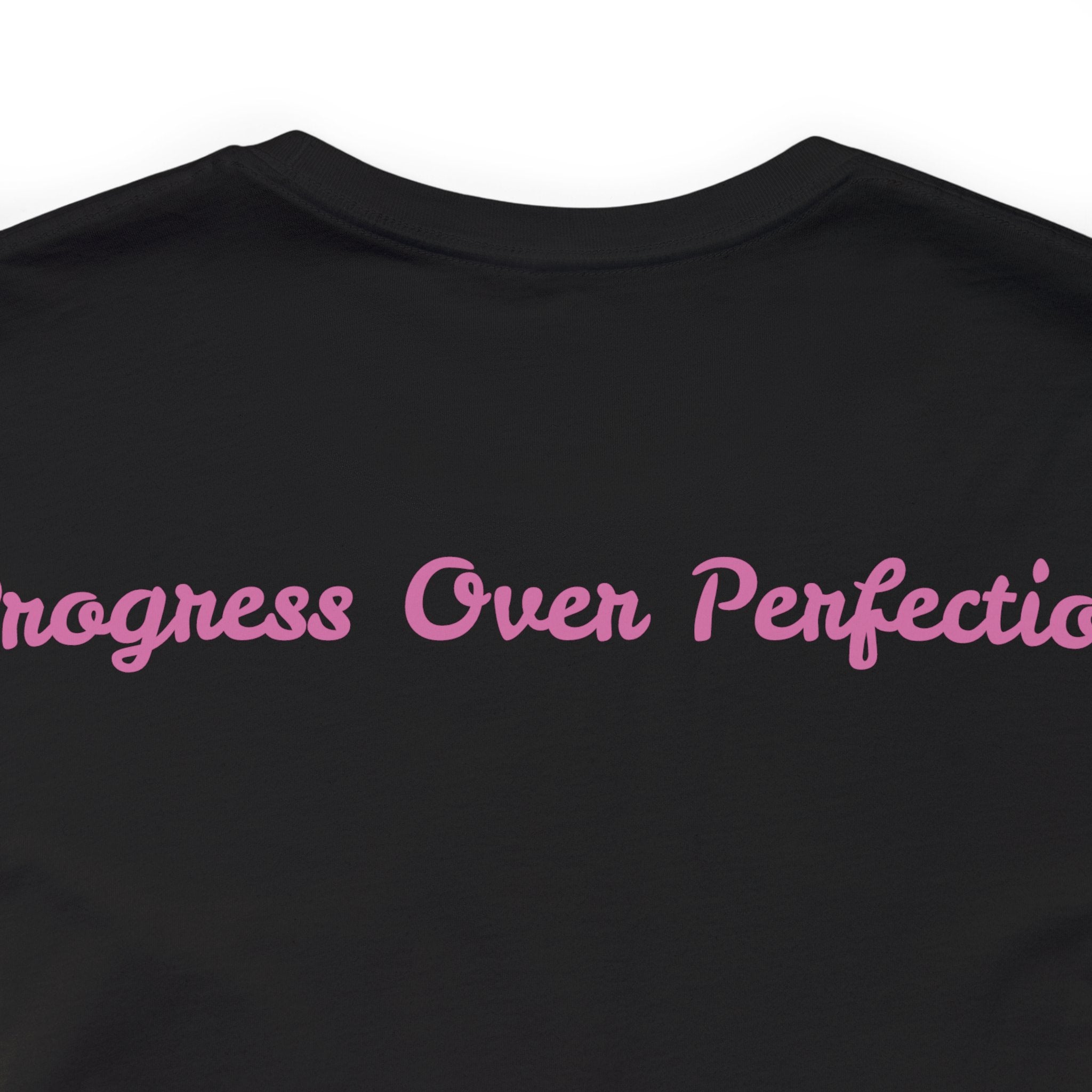 Progress Over Perfection Tee - Bella+Canvas 3001 Yellow Airlume Cotton Bella+Canvas 3001 Crew Neckline Jersey Short Sleeve Lightweight Fabric Mental Health Support Retail Fit Tear-away Label Tee Unisex Tee T-Shirt 7480506281911724980_2048 Printify