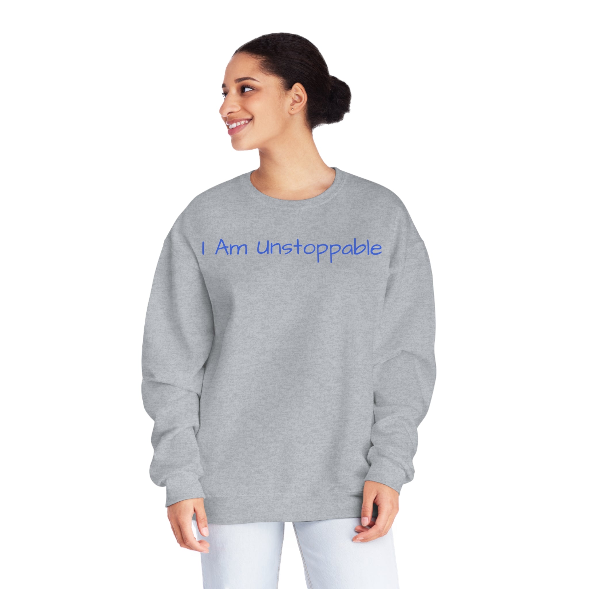 I Am Unstoppable Fleece Sweatshirt: Empowering Sandstone Comfy Sweater Cozy Sweatshirt Crewneck Sweatshirt Fleece Pullover Graphic Sweatshirt Men's Sweatshirt Streatwear Sweatshirt Warm Outerwear Women's Sweatshirt Sweatshirt 7714592313821203325_2048 Printify