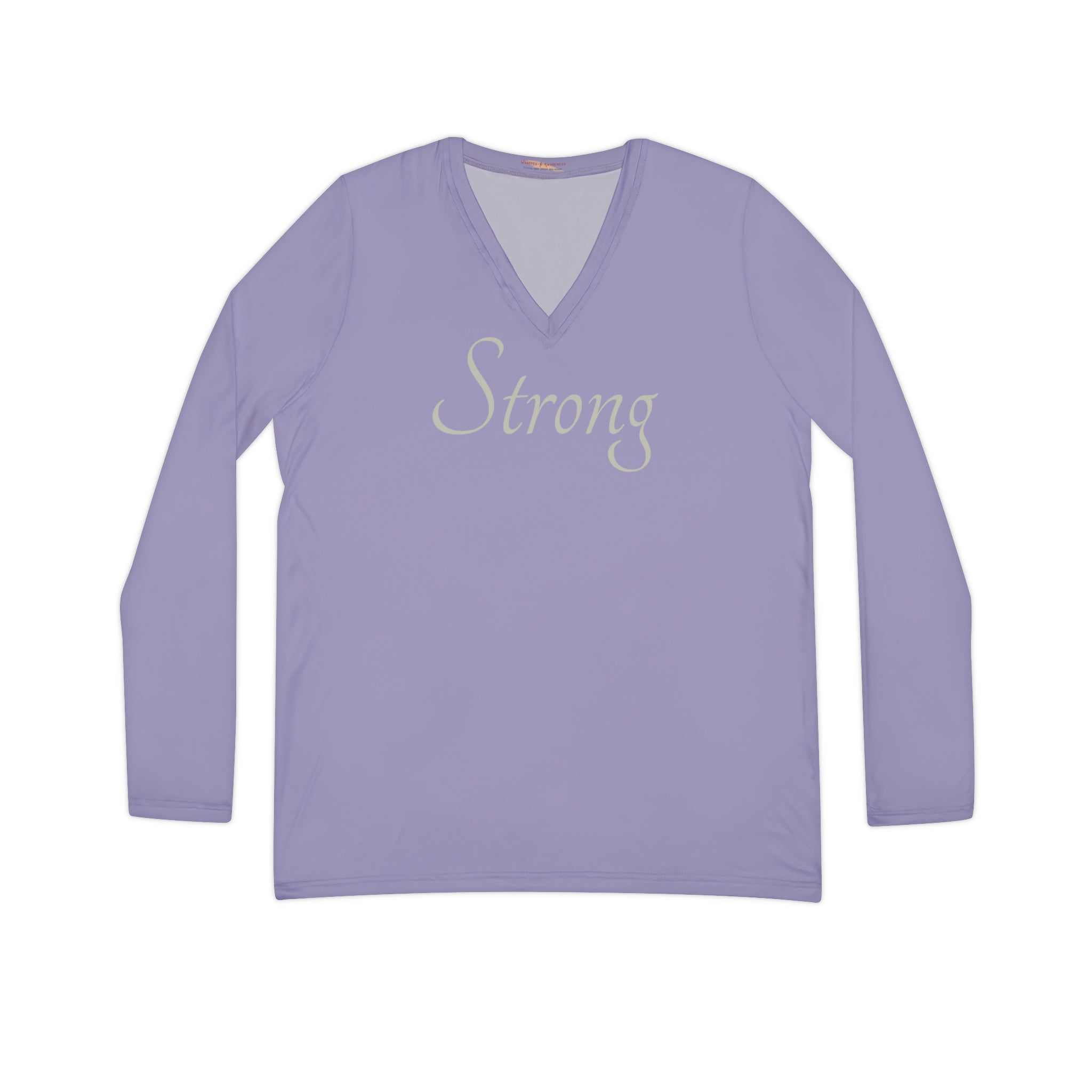 Strong Affirmation Long Sleeve V-neck Casual Shirt Double Needle Stitching Everyday Wear Mental Health Donation Polyester Spandex Blend Statement Shirt Strong Shirt All Over Prints 7716523045769697837_2048 Printify