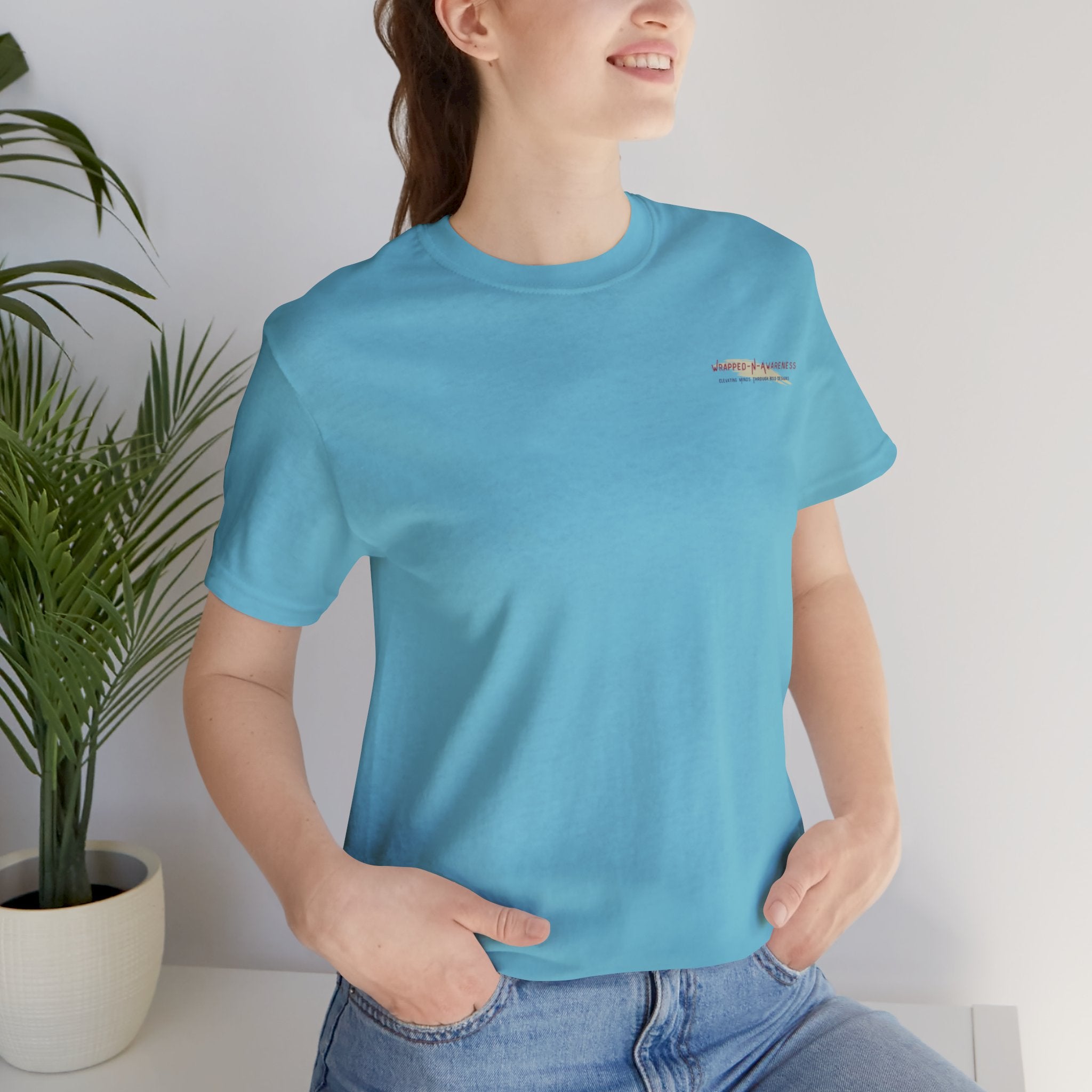 Inspire Growth Jersey Tee - Bella+Canvas 3001 Turquoise Airlume Cotton Bella+Canvas 3001 Crew Neckline Jersey Short Sleeve Lightweight Fabric Mental Health Support Retail Fit Tear-away Label Tee Unisex Tee T-Shirt 8097560171367338175_2048 Printify