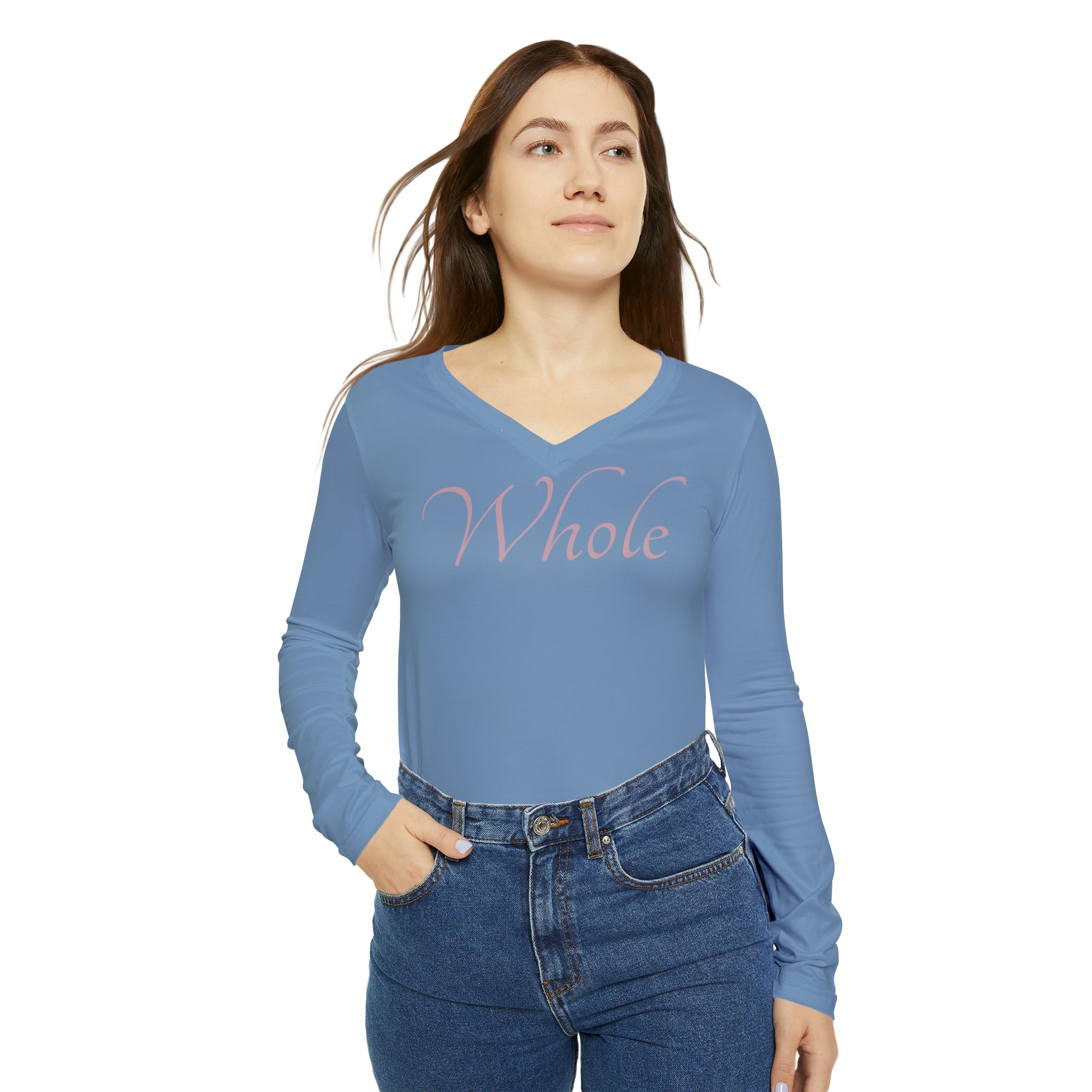 Whole Awareness Long Sleeve V-neck Casual Shirt Double Needle Stitching Everyday Wear Mental Health Donation Polyester Spandex Blend Statement Shirt Whole Shirt All Over Prints 9228081243907884331_2048 Printify