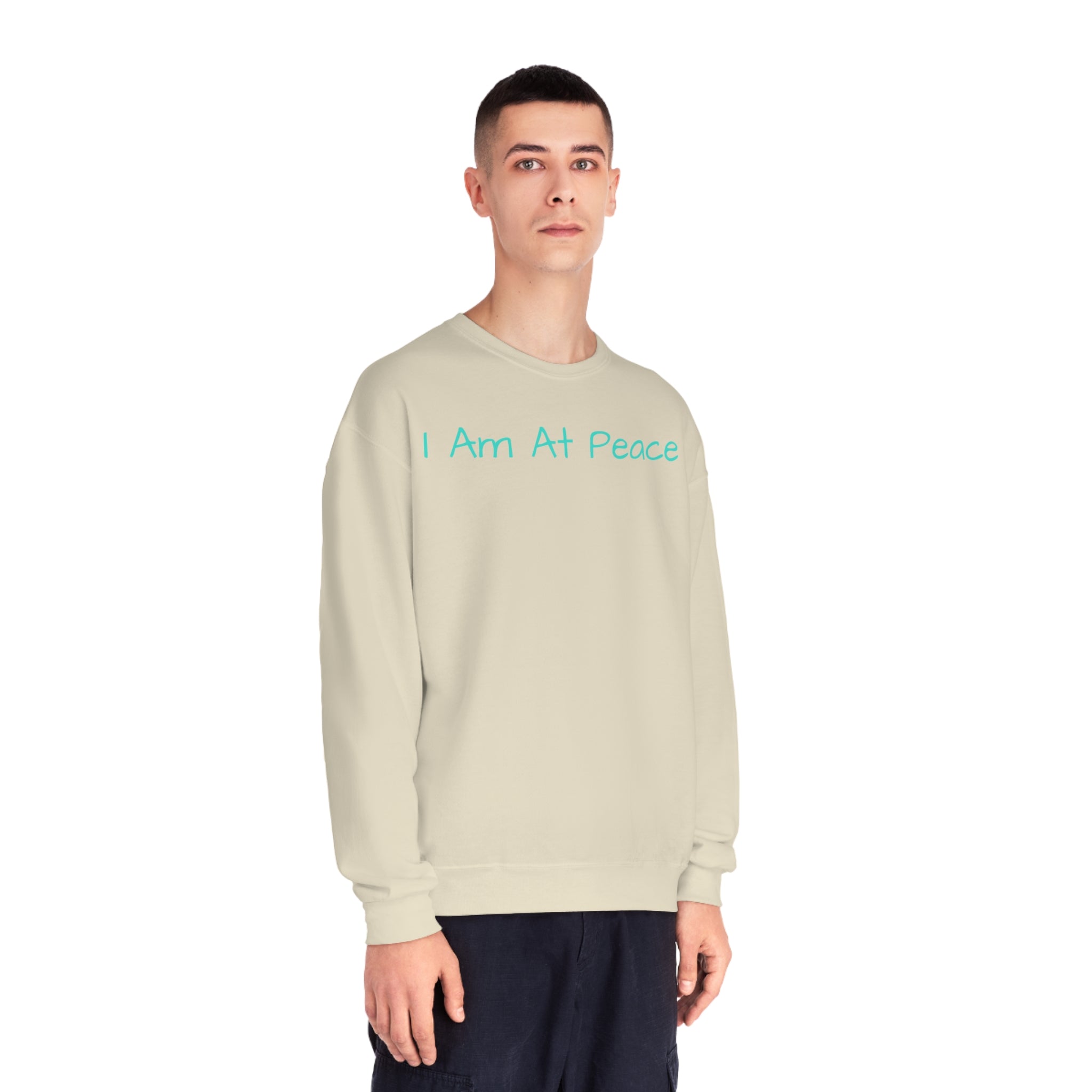 I Am at Peace Fleece C-Neck: Soft & Durable Comfort Sandstone Comfy Sweater Cozy Sweatshirt Crewneck Sweatshirt Fleece Pullover Graphic Sweatshirt Men's Sweatshirt Streatwear Sweatshirt Warm Outerwear Women's Sweatshirt Sweatshirt 9892289930637958097_2048 Printify